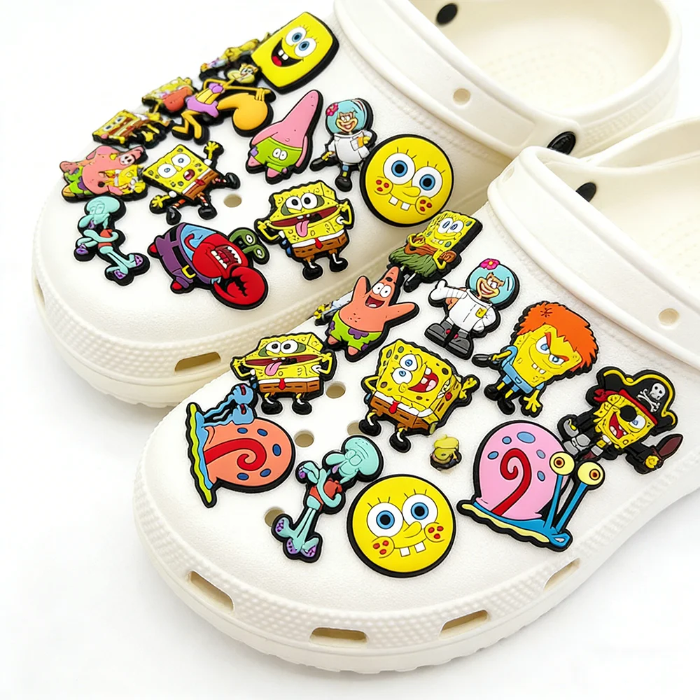 32pcs/set DIY Shoe Charms SpongeBob SquarePants PVC Decorations Fit for Bubble Slides Sandals image 5