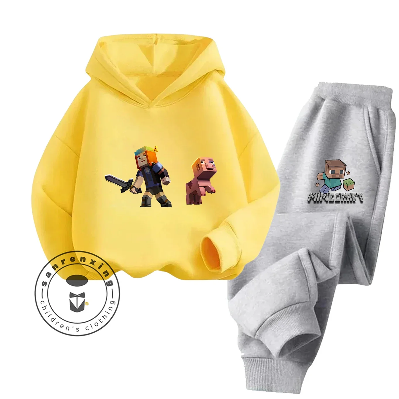 موضة Minecraft 2D الكرتون المطبوعة هوديي مجموعة 2025 رائجة البيع للأطفال المراهقين بنين بنات عادية الخريف الشتاء