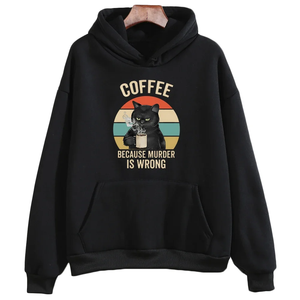 Coffee Because Murder Is Wrong Hoodie Women/Men Autumn/Winter New Arrival Sweatshirts Oversized Graphic Clothing Long Sleeve Top