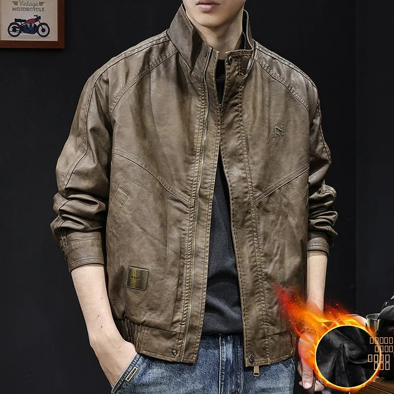 

High-End Men's Leather Jaet Spring Autumn 2025 New American Retro Large Size Trendy Clothes High-End Feelings Motorcycle