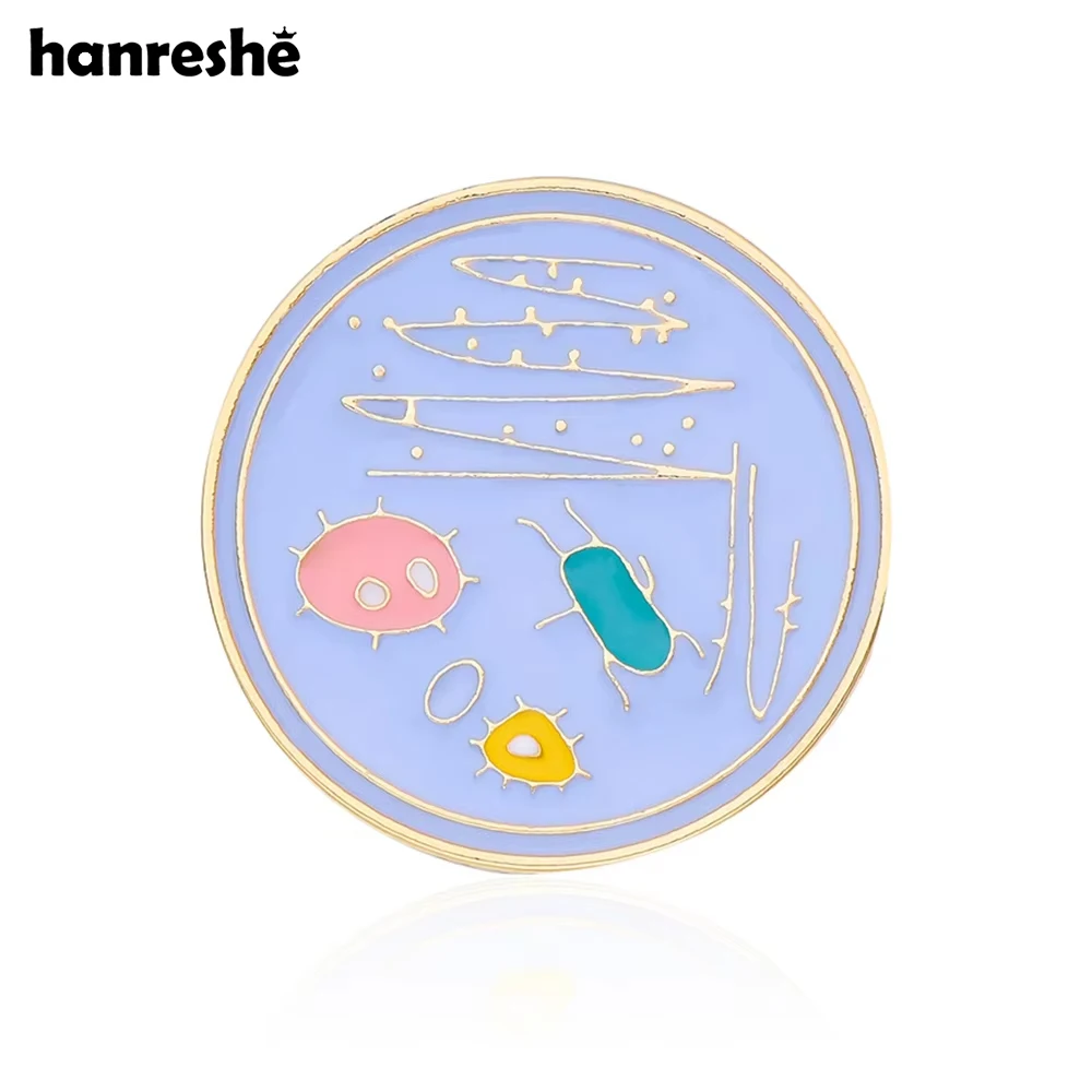 Hanreshe-broche de platos de Petri de ciencia, biología, esmalte colorido, bacterias, insignia médica de solapa, alfileres, regalo de joyería para biólogos