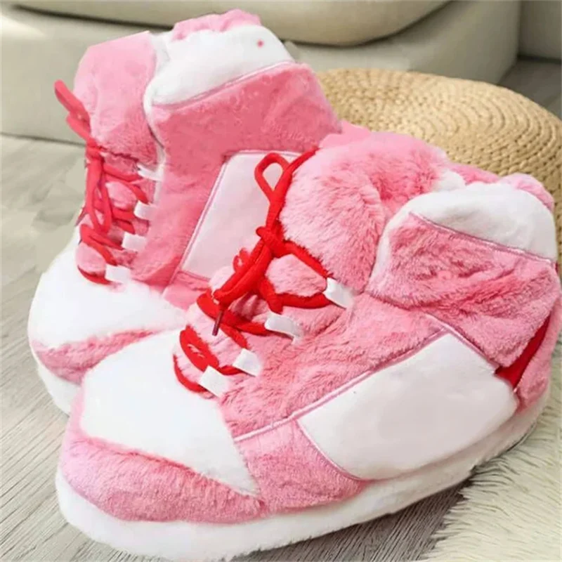 Sandal selop rumah hangat untuk pria dan wanita, sandal lantai rumah musim dingin, sandal Sneakers ukuran satu untuk pria dan wanita, sepatu katun dalam ruangan, sandal belanja hangat untuk pria dan wanita