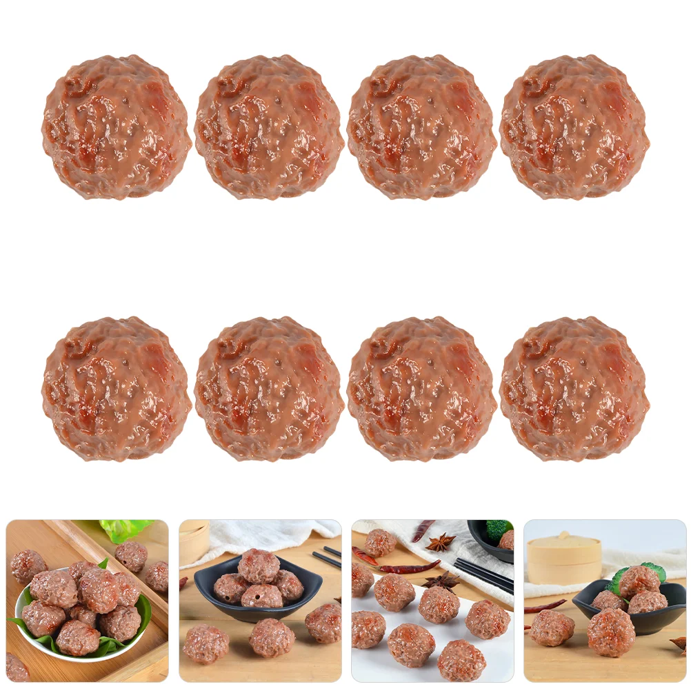 

8 Pcs Fake Food Realistic Simulated Beef Ball Props Simulation Meatball Model Artificial Bread Toy