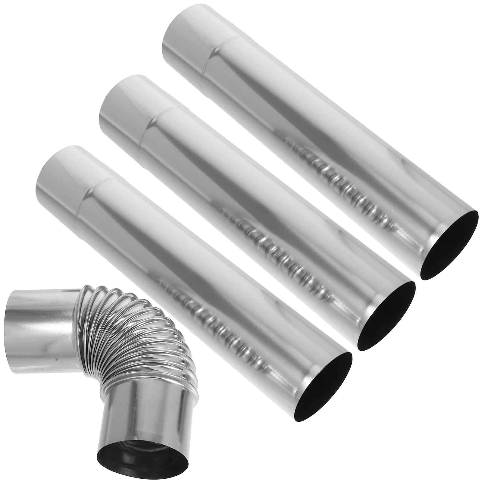 

3 pcs Stainless Pipes 90° Elbow 3x300mm Straight Tubes for Stainless Steel Straight Pipe Gas Heater Chimney Flue Vent