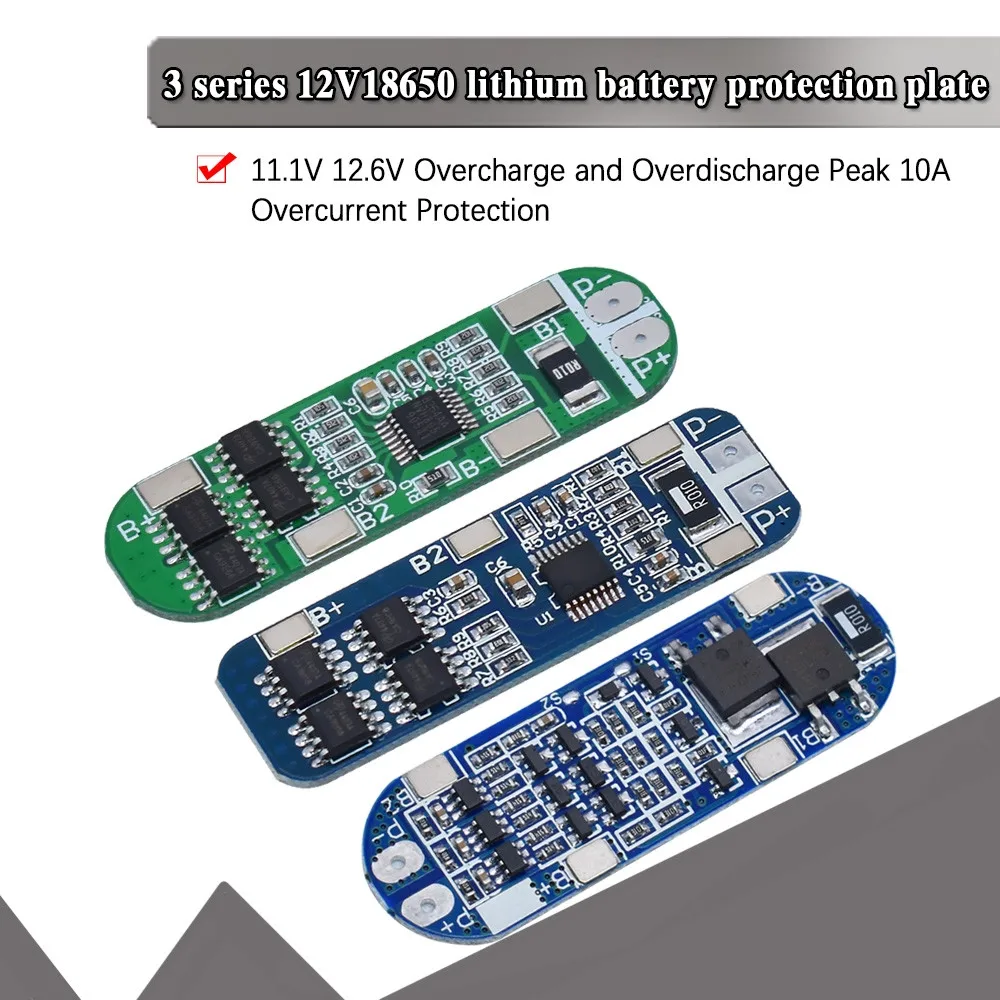 3S 10A 11.1V 12V 12.6V Lithium Battery Charger Protection Board Module for 18650 Li-ion Lipo Battery Cells BMS 3.7V AEAK