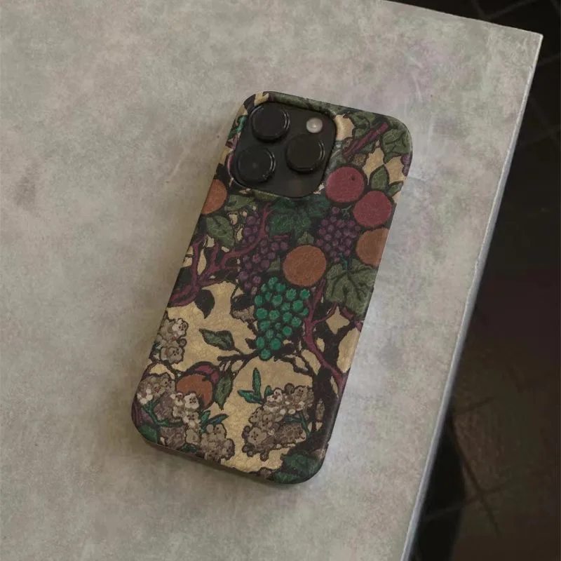 خمر الفاكهة نمط الرجعية النباتية والفاكهة تصميم جراب هاتف آيفون 17 16 15 14 11 12 13 برو ماكس الهواء زائد الغطاء الخلفي