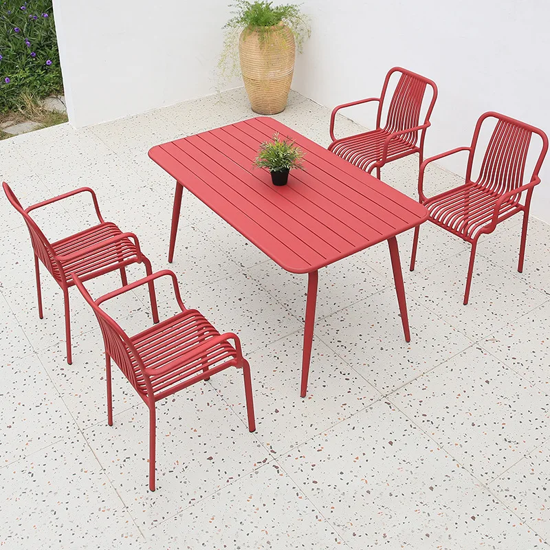 Outdoor tables and chairs courtyard open-air garden outdoor cafe terrace villa balcony all-aluminum leisure tables and chairs