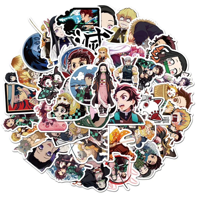 10/30/50Pcs Anime Demon Slayer Cartoon Stickers for Luggage Laptop Guitar Waterproof Sticker Gaffiti Sticker Toys