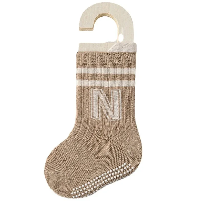 5 Pairs Stripe Cute Baby Socks Letter Socks Knit Soft Cotton Sock Kids Long Knee High Socks Infant Toddler Baby Boys Girls
