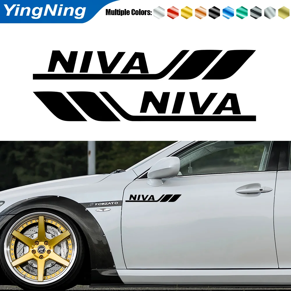 

2pcs Car Side Decorative Sticker Car Body Fender Reflective Decal Vinyl Bumper Door Stickers For LADA NIVA Auto Accessories