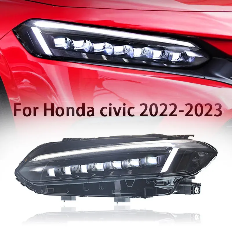 

Автомобильная светодиодная фара для Honda Civic 11th фары 2022 2023 Civic светодиодная фара 7 линз проектор сигнальная лампа Инструмент Аксессуары