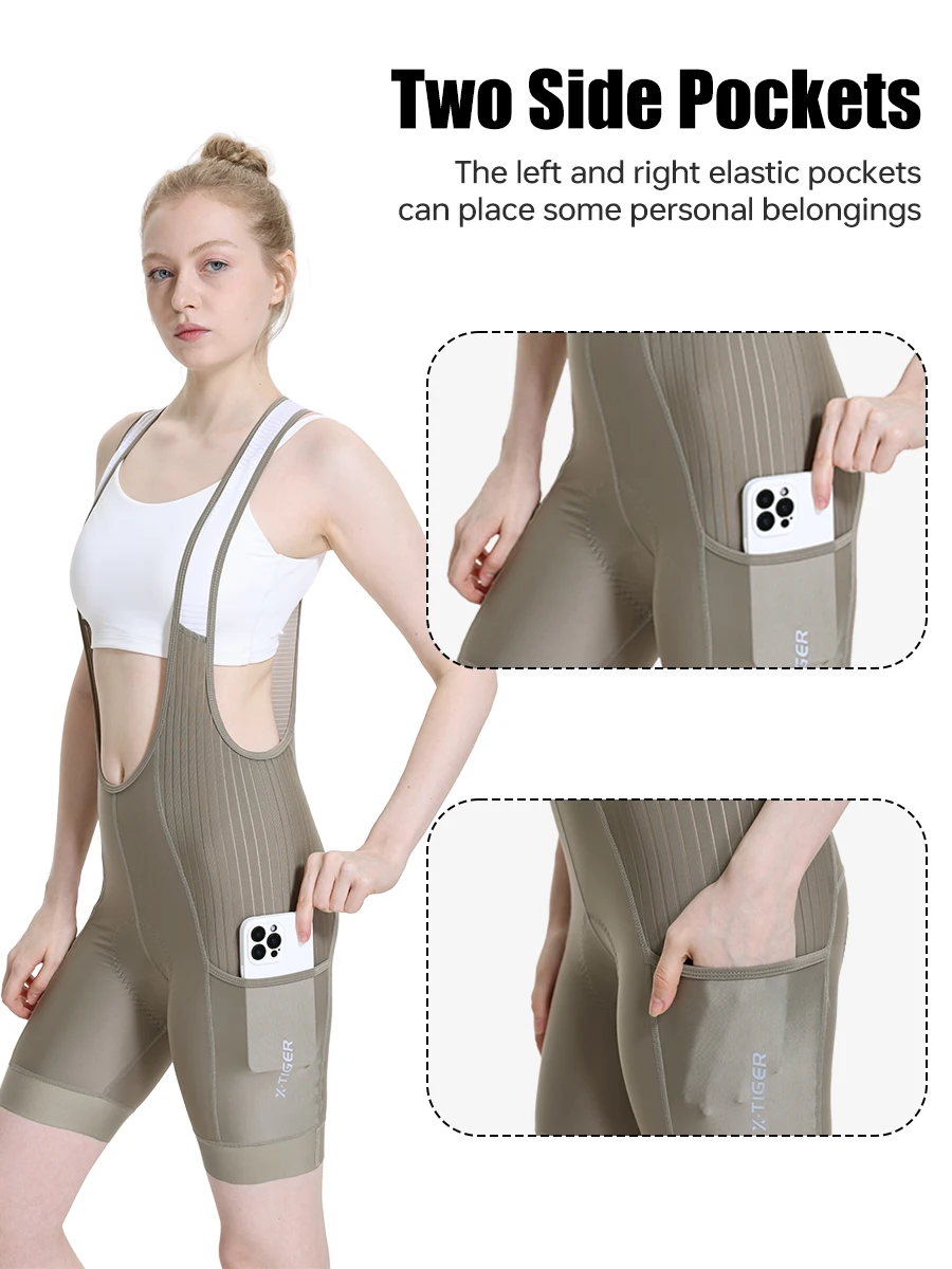 X-TIGER Trägerhose für Damen, 5D dicke Polsterung, Mountainbike- und Rennrad-Trägerhose, Sommer UV-Schutz, professionelle Radlerhose – Detail 10