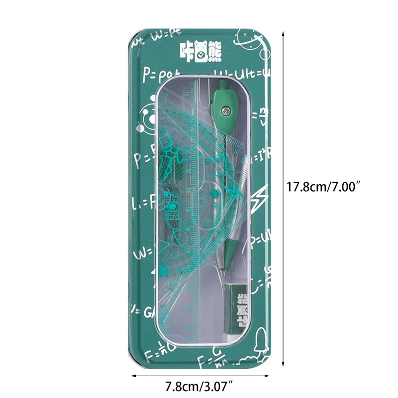 Imagem -06 - Geometria Matemática com Réguas Transferidor Bússola Borracha Recargas & Caixa Metal Material Escolar para Desenho Desenho Peças