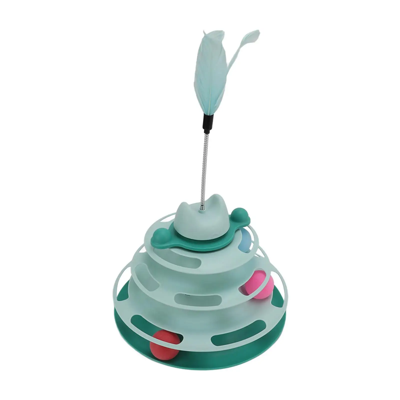 4-Level Interactive Cat Turntable   with Feather  - Fun Kitten Track  Exercise Pet Supplies