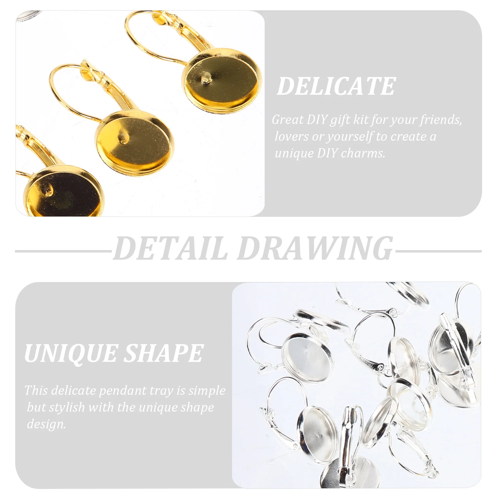 

20Pcs Earring Bezel Trays Alloy Base for DIY Jewelry Making Blank Pendant Tray for Resin Earring Crafts Accessories
