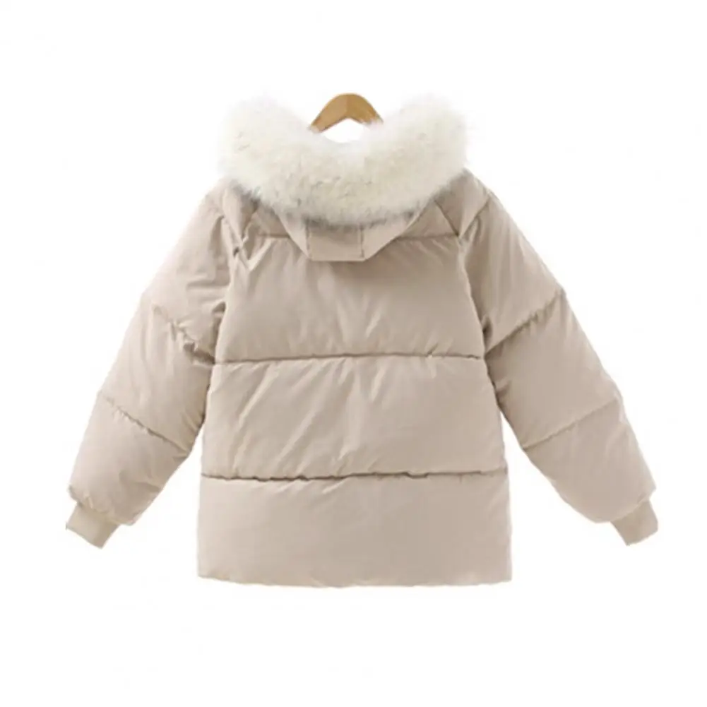 Women Winter Down Coat Plush Thicken Hooded Cardigan Padded Keep Warm Casual Zipper Long Sleeves Winter Coat for Camping