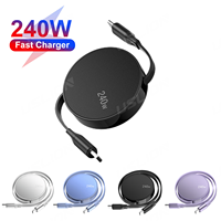 Retractable PD240W Fast Charging Type-C Data Cable 1M USB-C to USB-C Mobile Phone Charging Wire for Xiaomi Samsung iPhone 15/16