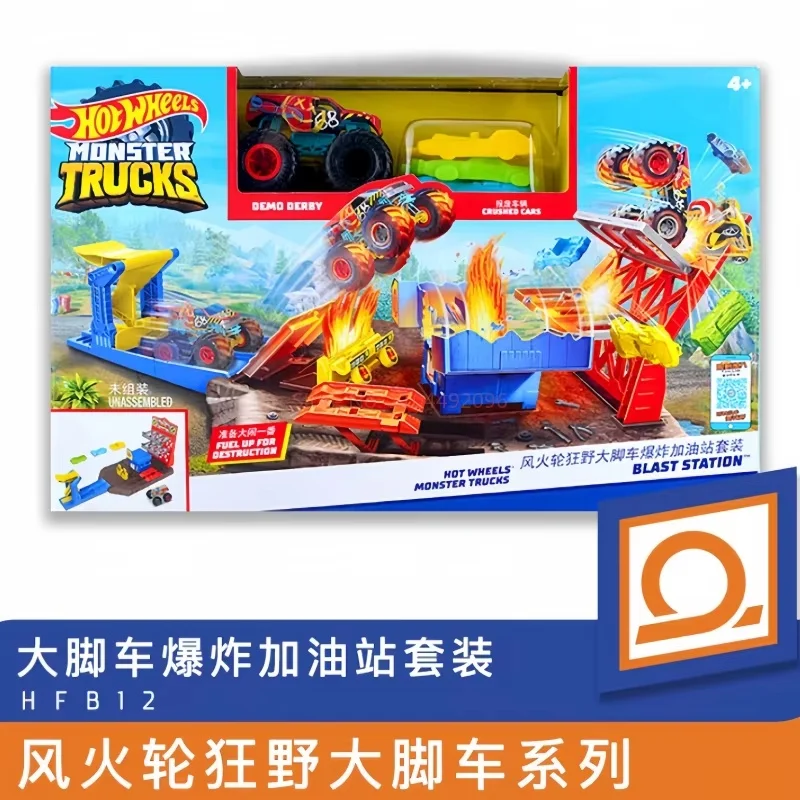 

Hot Wheels Jbm73 Monster Trucks Blast Station Stunt Tracks Игрушка с туннелем Twist Автомойка Сюрприз Подарок Игровые транспортные средства и модели