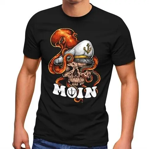 

Mens Moin Skull Captain Octopus Fashion Street Style T-Shirt-