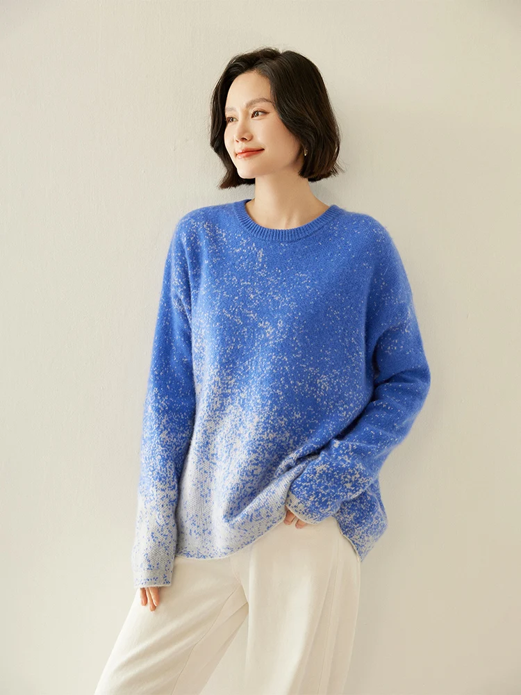 2025 Autumn Winter Women's 100% Cashmere Sweater O-neck Long Sleeve Pullover Base Cashmere Knitwear Soft Warm Comfy Clothing