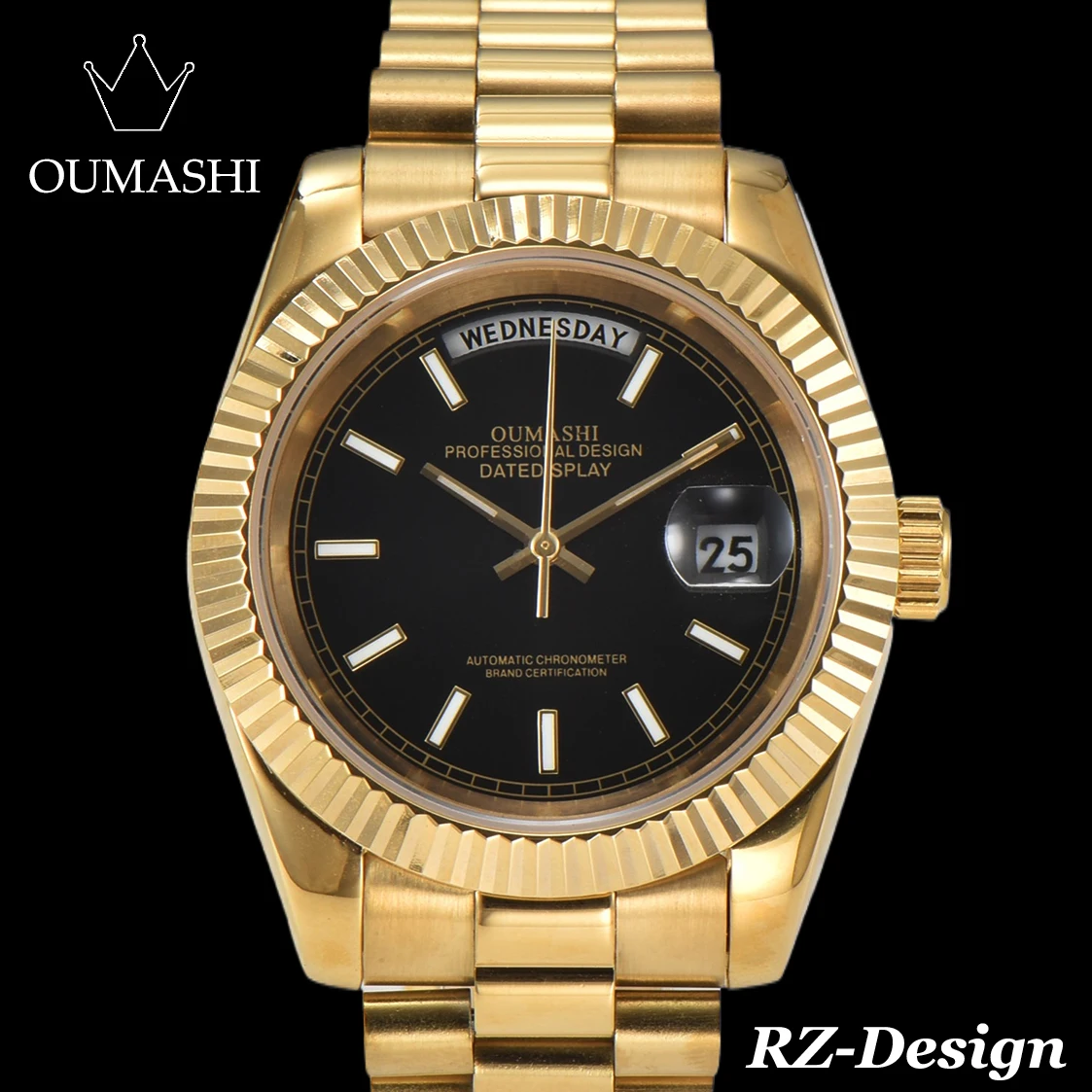 OUMASHI Design 39mm Man’watches Automatic mechanical movement 8285 Date Movt AR Sapphire glass 100M Waterpro