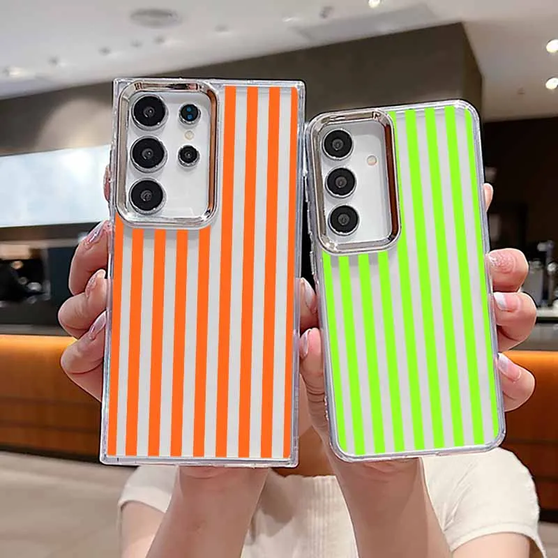 Creative Colored Stripes For Samsung S26 S25 EDGE S24 S23 S22 S21 S20 FE Ultra Plus Transparent Soft Funda Capa Phone Case