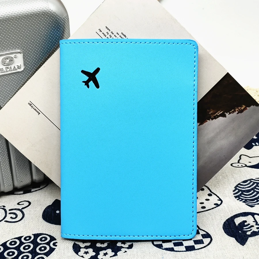 1PCS Black Small Aircraft PU Leather Passport Case/Cover/Holder Travel Accessories  Fashion Wallet for Women or Men