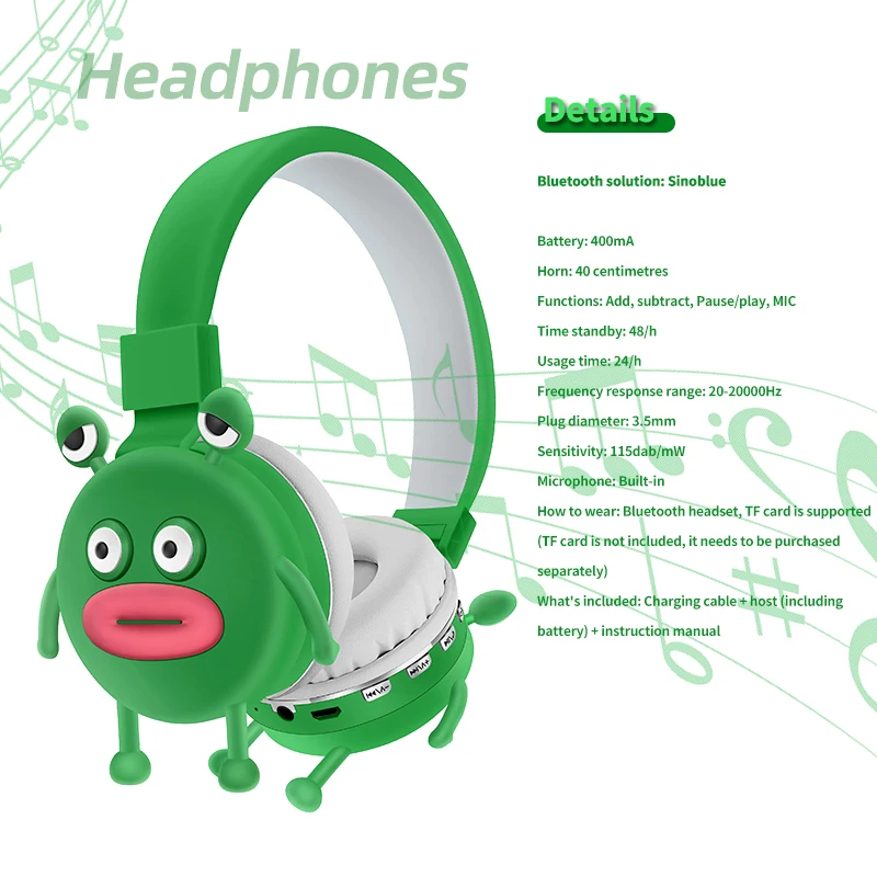 Scalable Wireless Bluetooth Headset with Microphone Boy Girl Stereo Music Earpiece TF Card Phone Headphones for  Children Gift