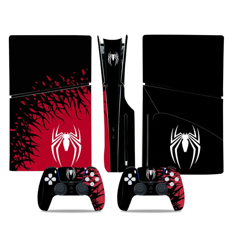 PS5 Slim Skin Sticker Protective Vinyl Decal Cover For Game Console And Controllers Skull Spider Pattern Anti Scratch