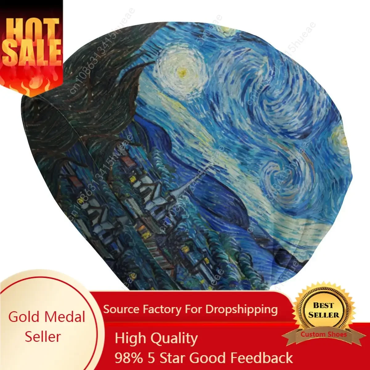 

Vincent Van Gogh Starry Night Slouchy Beanie Hats Women Men Oil Painting Art Hip Hop Knit Skullies Beanies Cap for Winter Ski