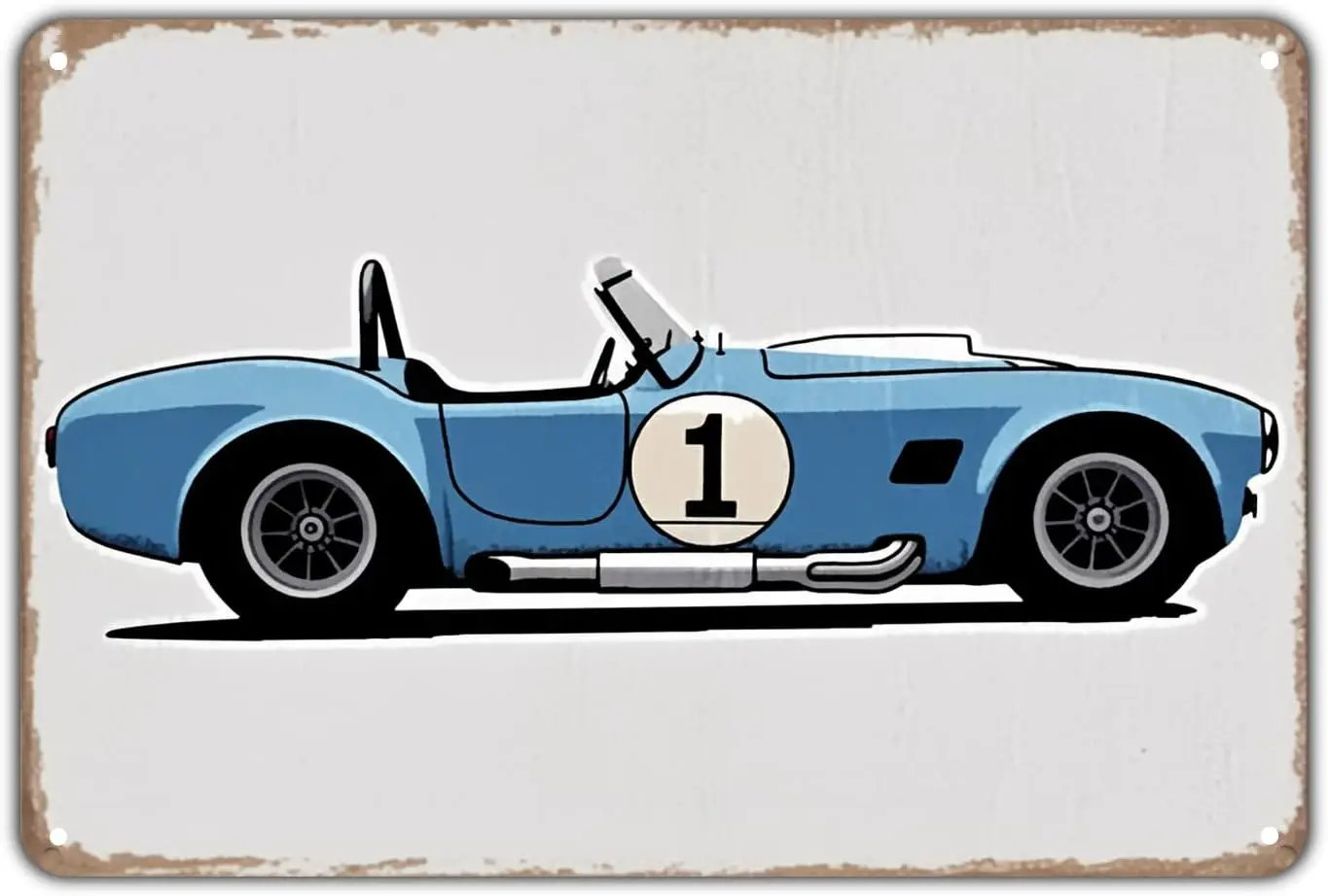 Blue Race Car tin sign Vintage Sports Car Metal Sign Print Aesthetic for Garden Yard Bar Porch Home Bedroom Kitchen Wall Decor G