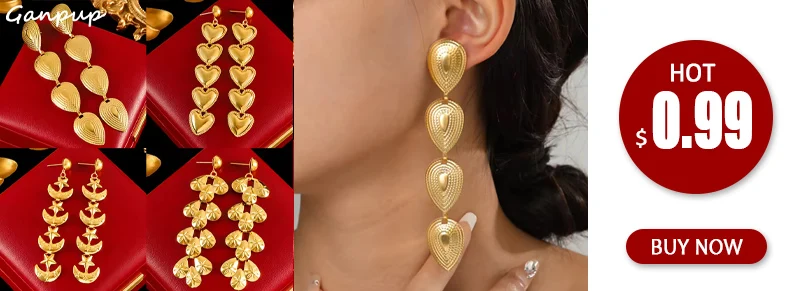 GANPUP 316L Edelstahl Gold Farbe Quaste Lange Anhänger Ohrringe Frauen Täglichen Verschleiß Chic Mode Ohr Baumeln Wasserdicht Schmuck – Detail 3