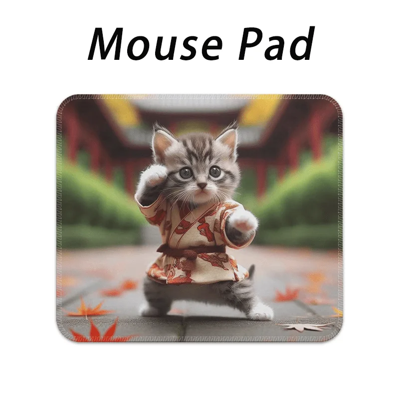 

Kung Fu Cat pattern design mouse pad, rubber anti-slip, washable, high-definition printing computer accessory