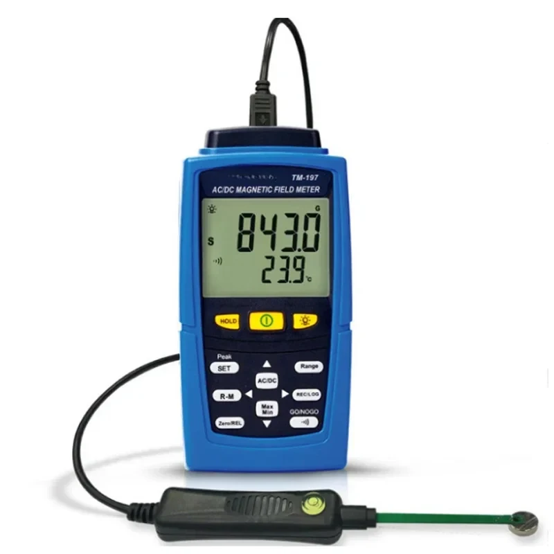 AC / Gaussmeter Magnetometer Magnetic Field Strength Meter N/S Polarity/ Data Recording