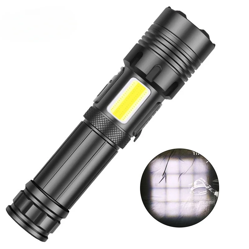 XHP160+COB LED Red and White Strong Light Flashlight XHP70 USB Charging Side Light Strong Light Flashlight