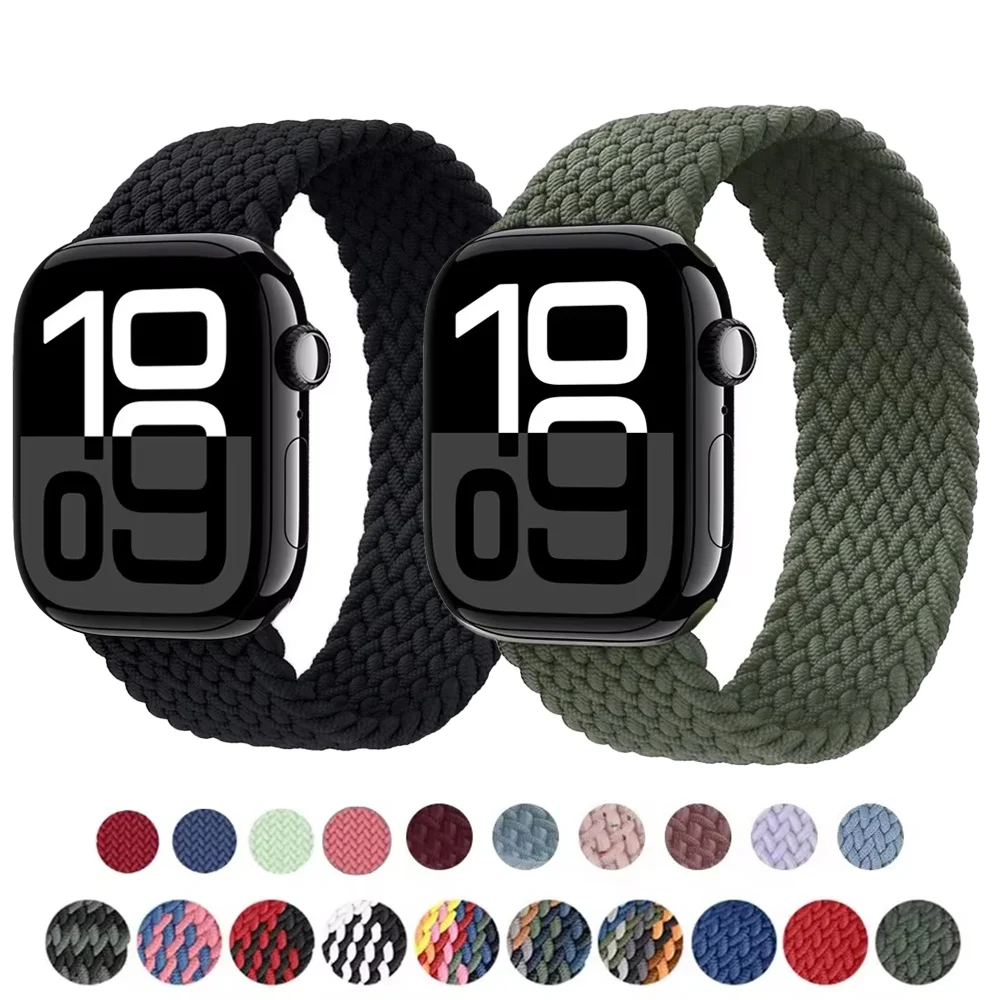 Pulseira trançada para Apple Watch, modelos 44 mm, 40 mm, 45 mm, 49 mm, 41 mm, em nylon, para as séries iWatch 9, 8, 7, 6, 5, SE, Ultra 2, 3, 10, 11.
