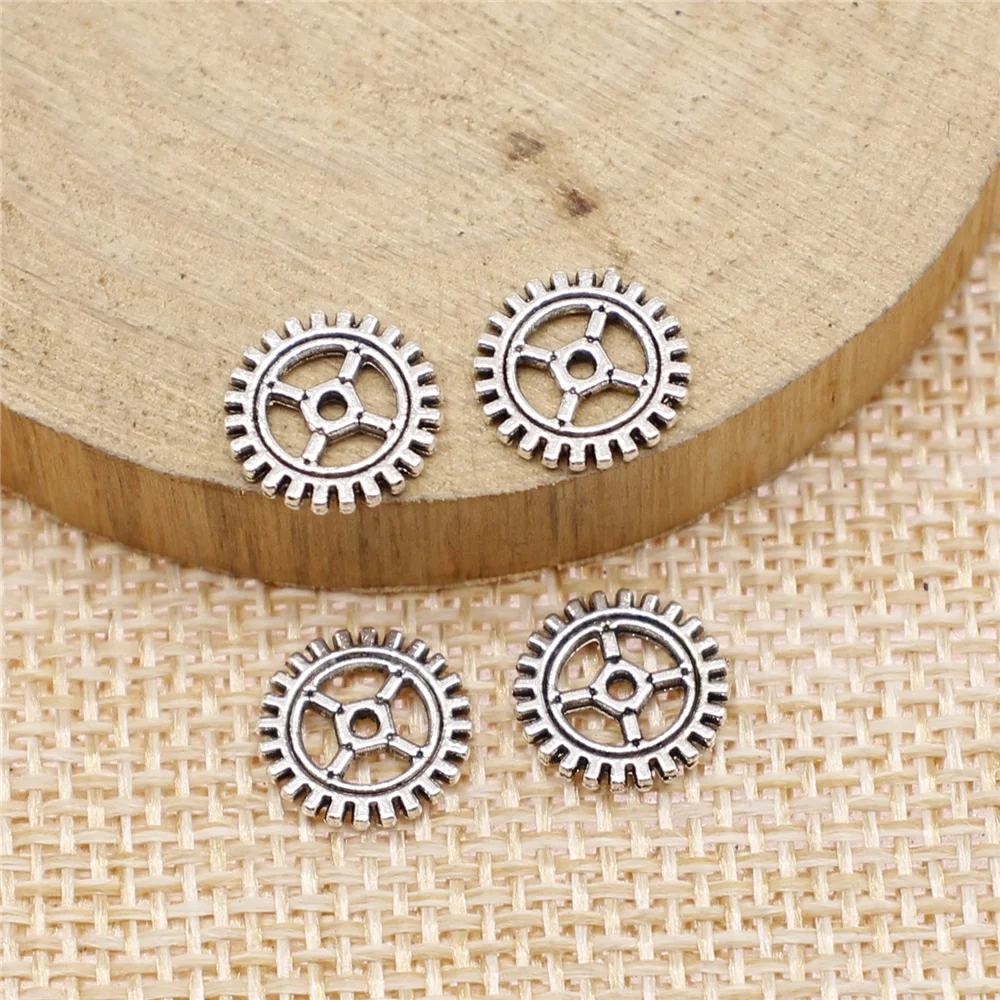 

600pcs 10mm Charms Wholesale Gear DIY Jewelry Findings Antique Silver Color Gear Charms Wholesale