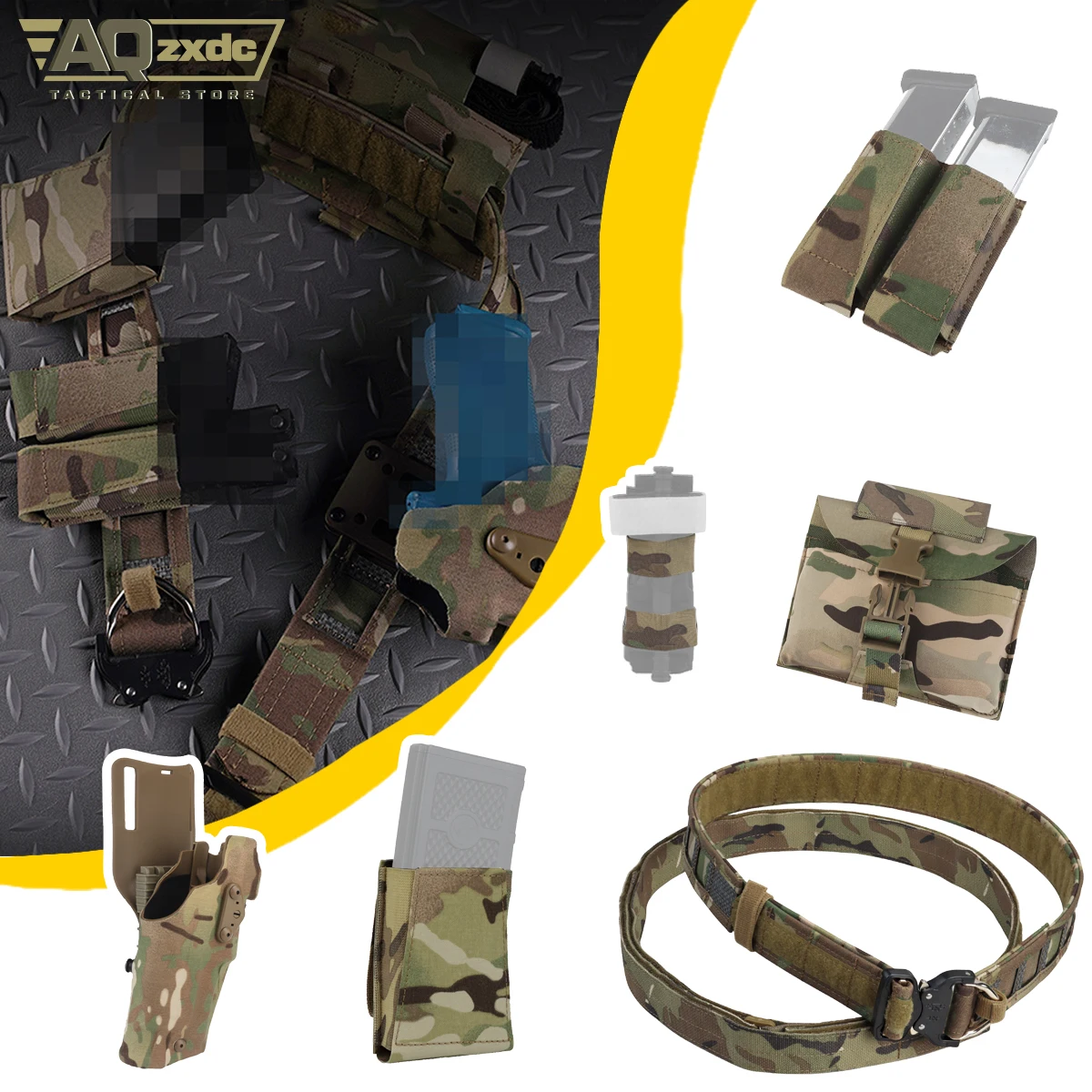 

Tactical Combat Belt Set, with G17 ALS Fast Holster & Quick Release Medical Bag & 9mm Double Mag Bag for Airsoft Paintball Game