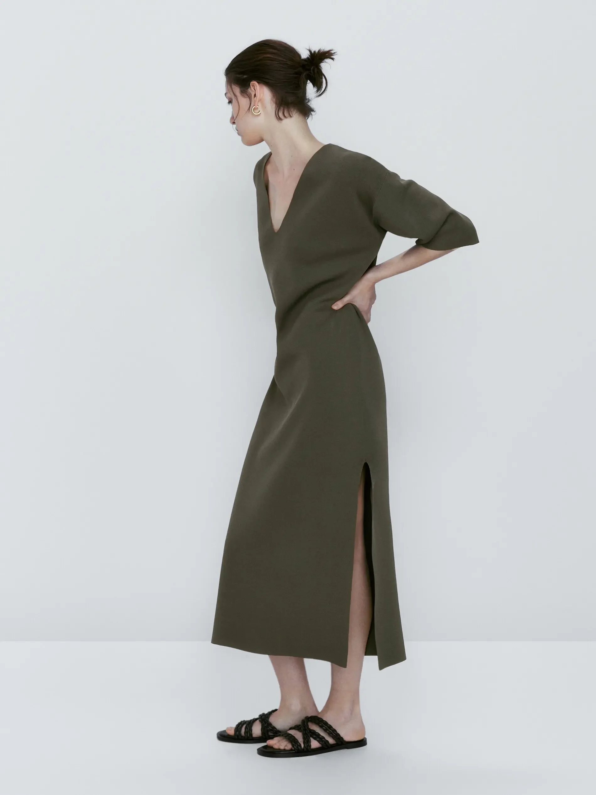 Ethereal MD 2023  autumn new style of V-neck long simple daily home comfortable temperament dress