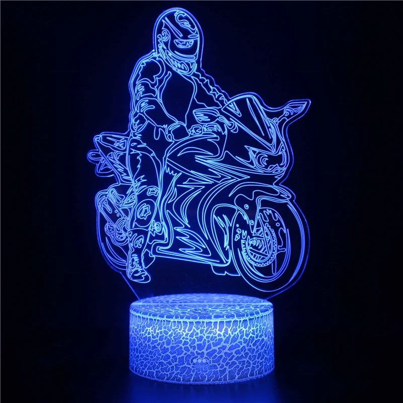 Nighdn Motorrijden 3d Illusie Nachtlamp Voor Kinderen Led Nachtlampje Verjaardag Kerstcadeau Voor Jongens Kamer Decor