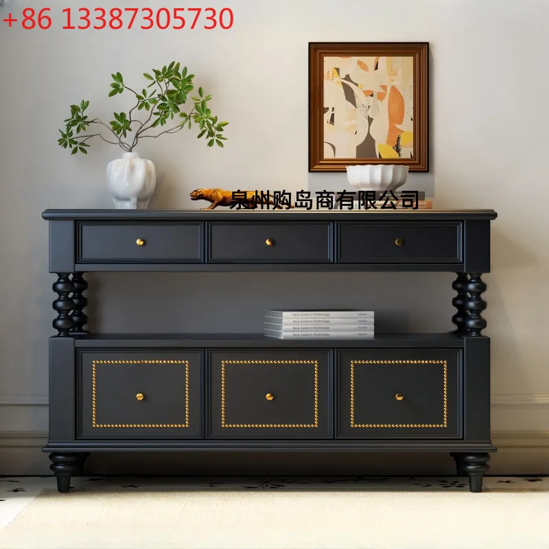 

French lacquered sideboard solid wood entryway cabinet modern simple retro storage