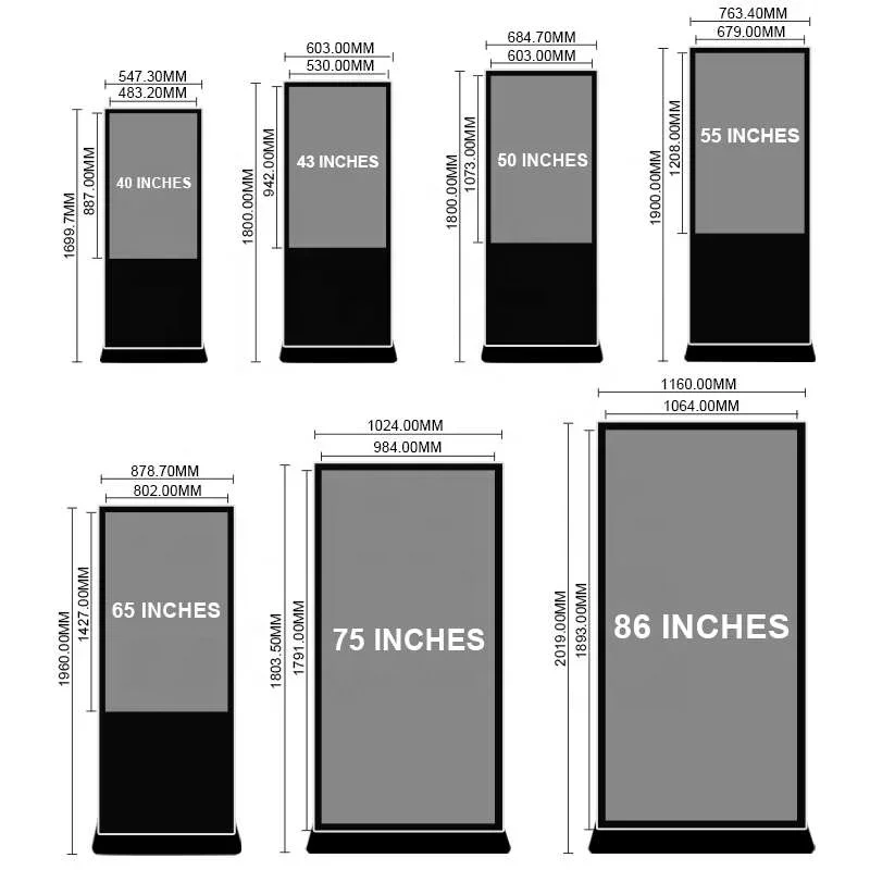 55-Zoll-LED-Bildschirm für den Innen- und Außenbereich, LCD-Werbekiosk, digitale Beschilderung und Displays von Totem 100/85/75/65/43