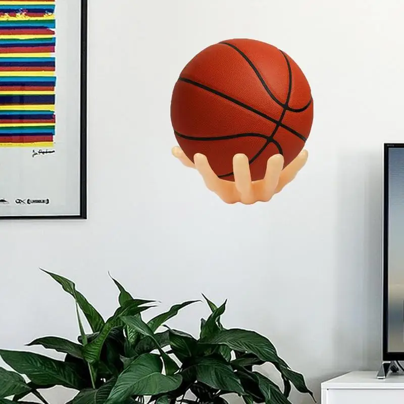 Basketball Wall Mount 2X Hand Shaped Basketball Storage Rack Soccer Wall Decor For Soccer Basketball Volleyball Sports Room