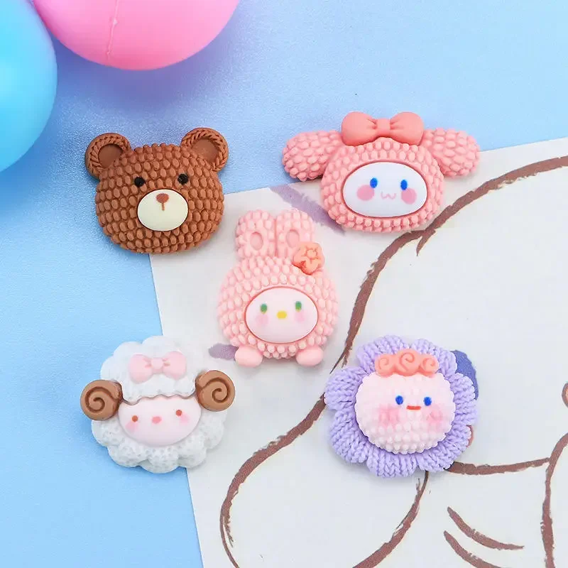 10pcs unique mixed cute woolen bear/sheep/rabbit flat back portrait DIY wedding scrapbook decorative home crafts