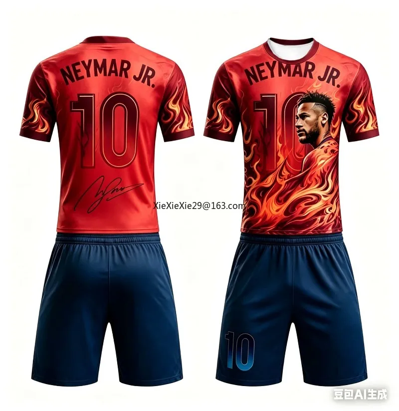 Herren Sommer AI Neymar # 10er-Set Gedenk-Edition Fußballtrikot T-Shirt Shorts Set Sommer Kinder- und Erwachsenen-Outfit für Eltern-Kind-Abstufung – Detail 6