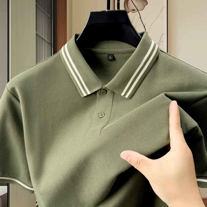 

100% чистый хлопок, роскошная модная летняя новая удобная дышащая рубашка-поло, мужская брендовая изысканная бестселлерная рубашка с длинными рукавами