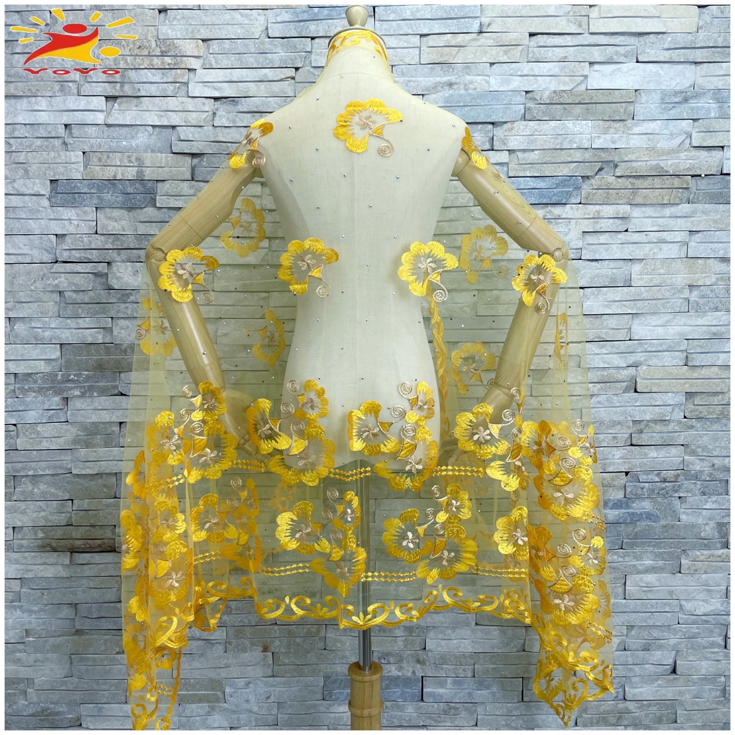 

2022 African Islamic Women's Headscarf Muslim Scarf Fashion Pashmina Soft Tulle Embroidered Hijab Shawl Soft Wrap 200*100CM