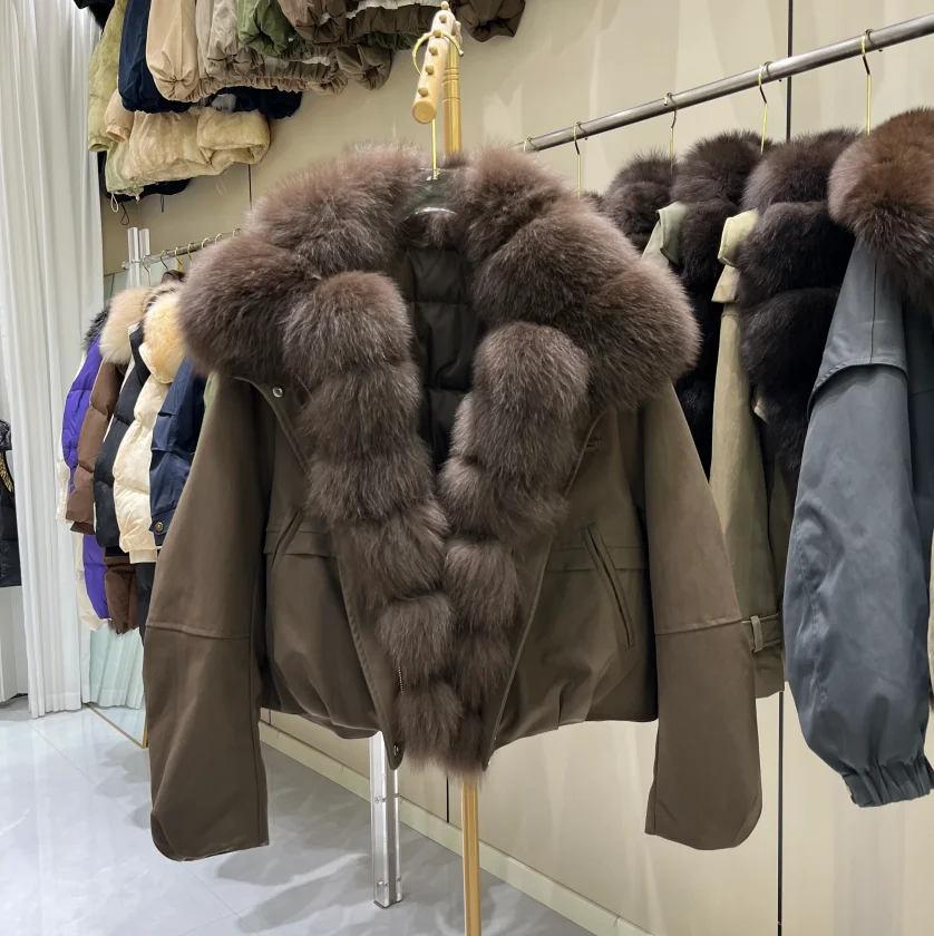 

Winter 2025 Women's ort Puffer Jaet Fur Collar Thiened Warm Outerwear Commute Sle Korean Version Straight Tube