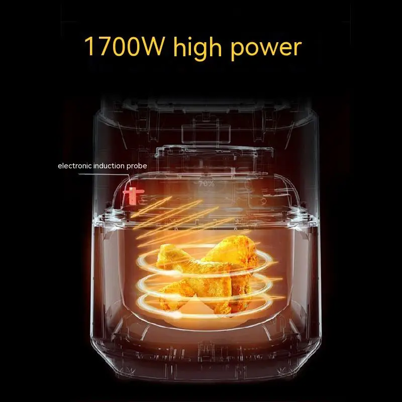 مقلاة هوائية منزلية سعة كبيرة 8.8 لتر نافذة مرئية مقلاة كهربائية من الفولاذ المقاوم للصدأ فرن متعدد الوظائف مقلاة غير لاصقة