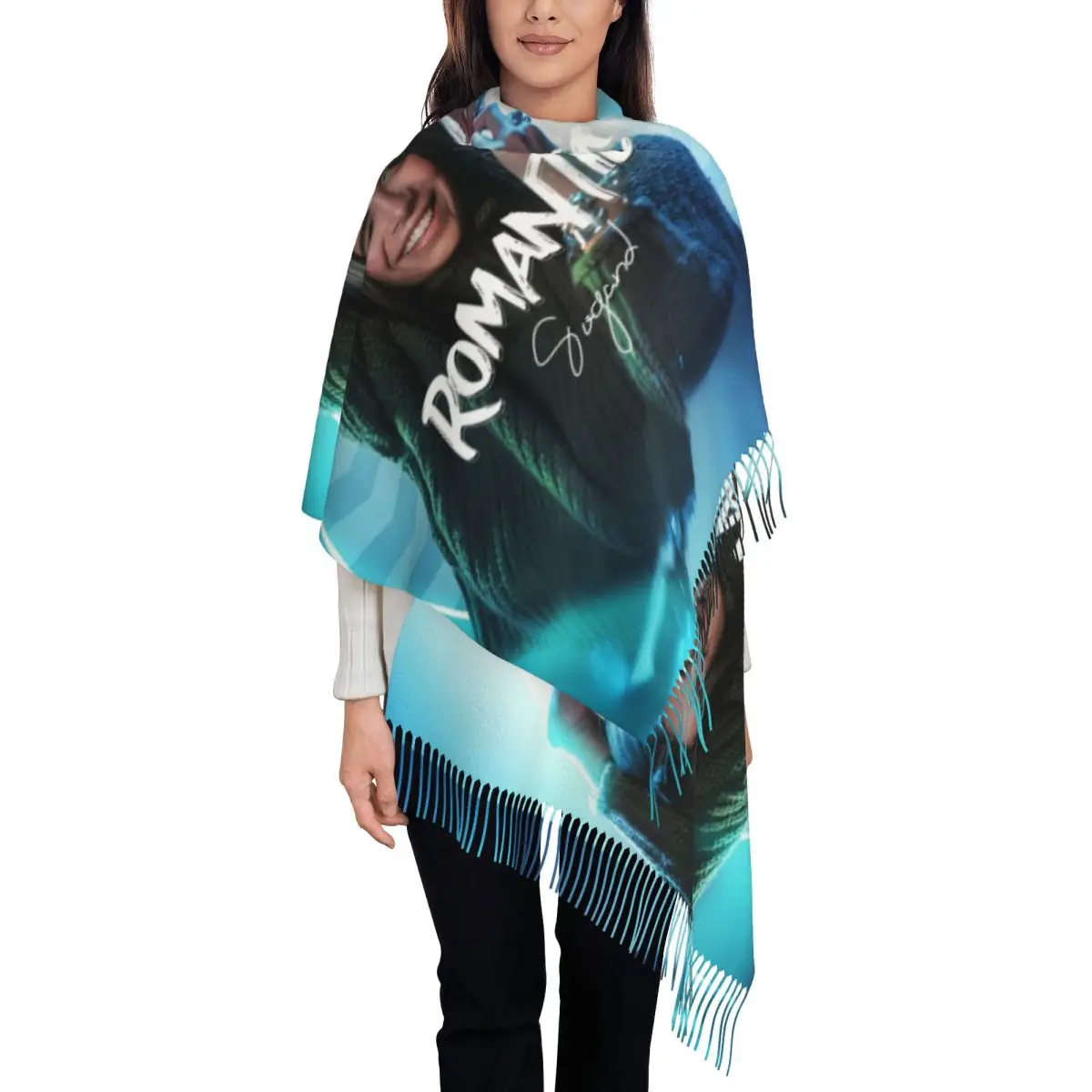 

Customized Stylish Iranian Singer Artist Sogand Tassel Scarf Women Winter Fall Warm Shawl Wrap Lady Scarves